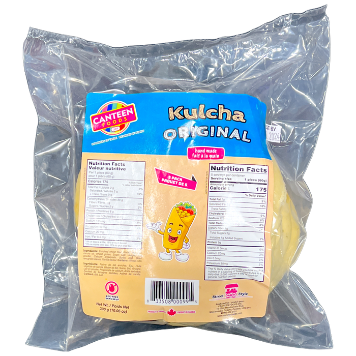 Canteen Foods Original Kulcha 300g — soft, fluffy kulcha bread on a serving plate