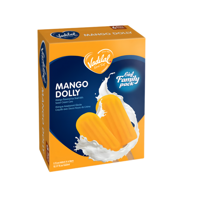 Vadilal Mango Dolly Ice Cream Family Pack (6 Bars) 360ml