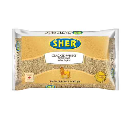 Sher Cracked Wheat (Daliya) 2lb — front view of packaged cracked wheat