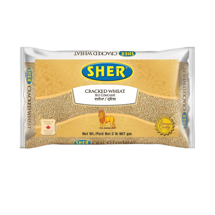 Sher Cracked Wheat (Daliya) 2lb — front view of packaged cracked wheat