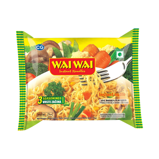 Wai Wai Instant Noodle Vegetable pack — front view of colorful instant noodle packet