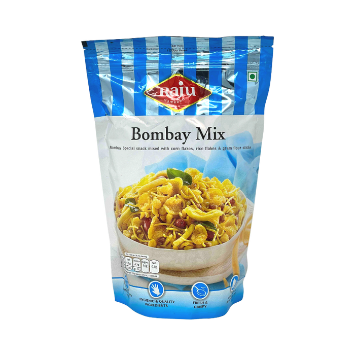 Raju Namkeen Bombay Mix 400g — front view of packaged Indian snack mix