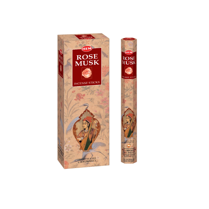 Hem Rose Musk Incense Sticks (Pack of 6)