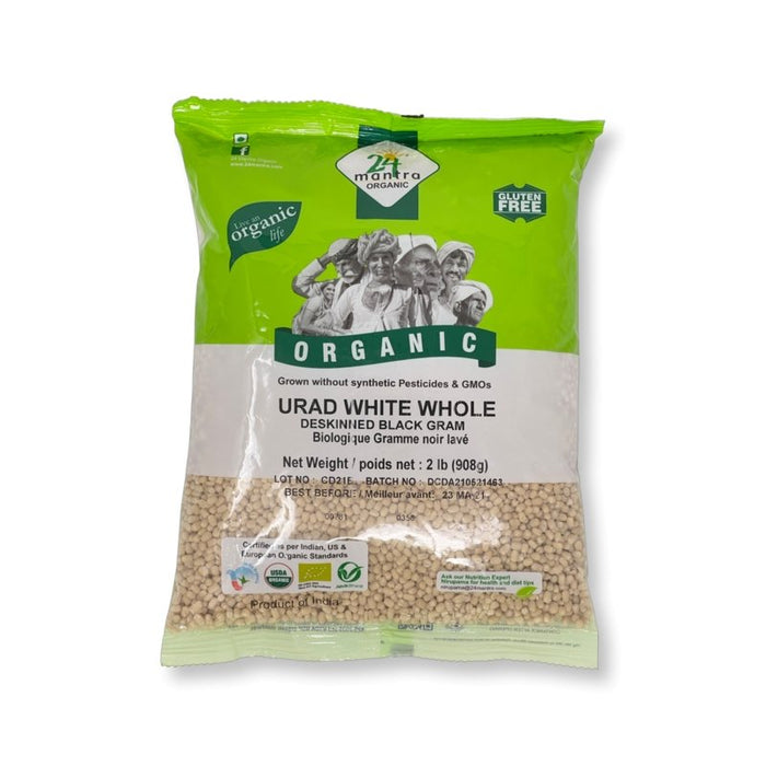 24 Mantra Organic Urad White Whole 2lb - Lentils - Indian Grocery Home Delivery