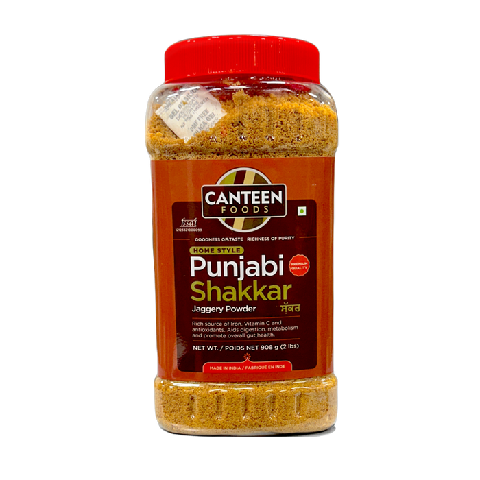 Canteen Foods Punjabi Shakkar 2lb — glass jar label with granulated sugar
