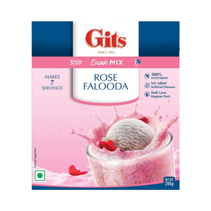 Gits Rose Falooda Instant Mix 200g - Instant Mixes - kerala grocery store near me