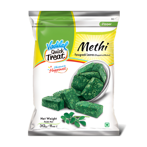 Vadilal Chopped Methi 312g — product packaging with chopped fenugreek leaves