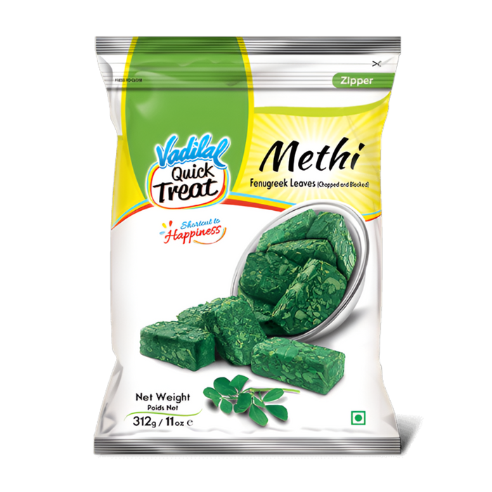 Vadilal Chopped Methi 312g — product packaging with chopped fenugreek leaves