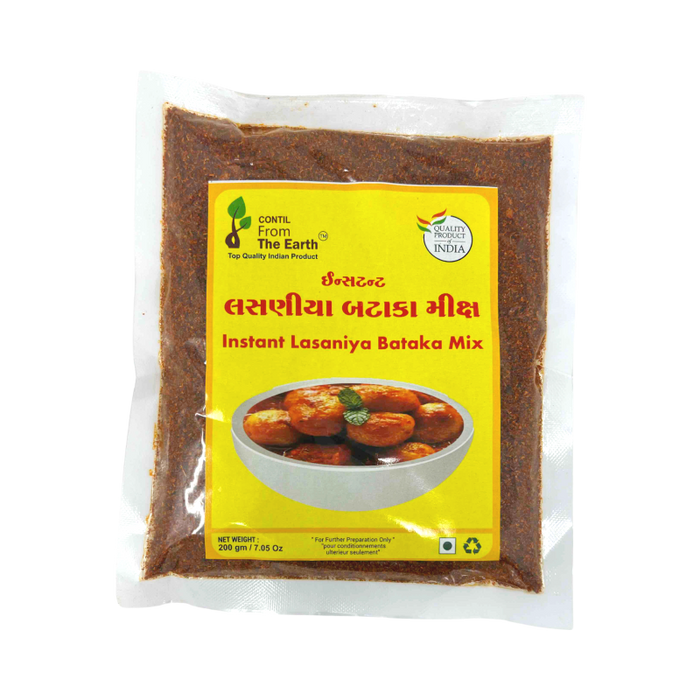 From The Earth Instant Lasaniya Bataka Mix (Garlic Potato) 200g — front view of product packet