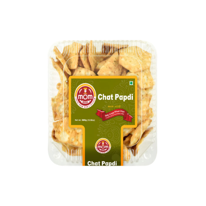 Mom Made Chat Papdi 300g — crispy golden chaat papdi pieces in retail packaging