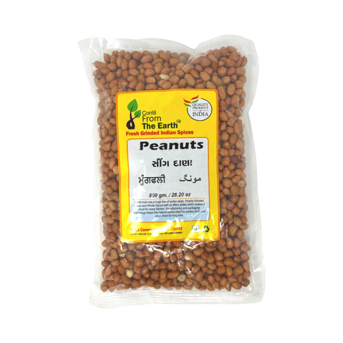 From The Earth Raw Peanuts pack — close-up of whole unroasted peanuts in bag